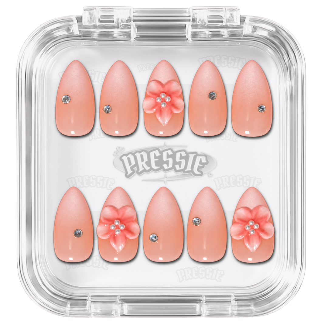 Faux ongles roses amande longs | Baby Pinku — PRESSIE NAILS