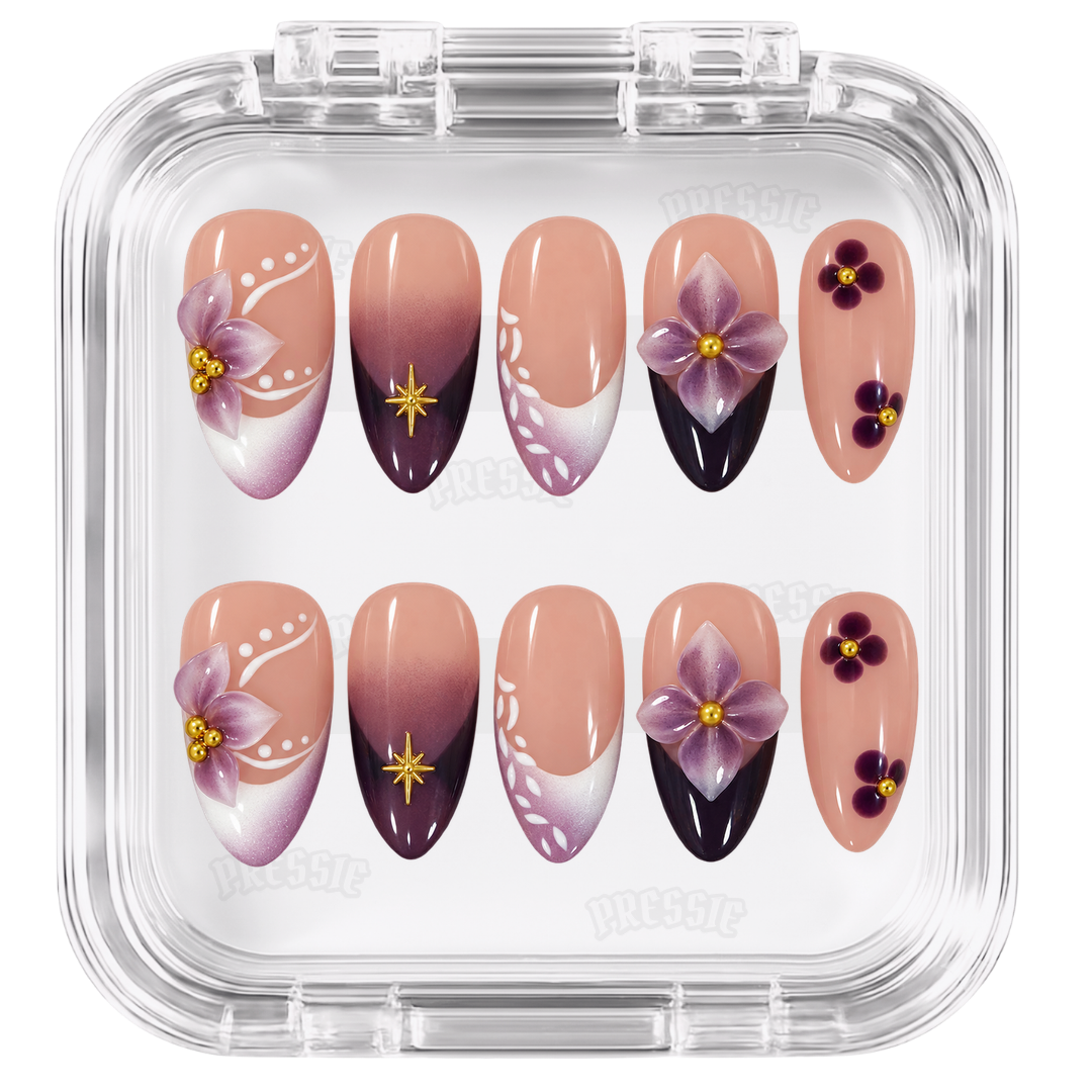 Kit de faux ongles Murasaki No Aki dans sa boîte Pressie Nails