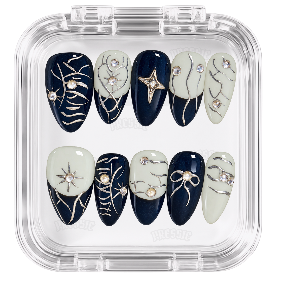 Kit de faux ongles Black Clove dans sa boîte Pressie Nails