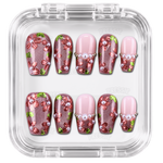 Faux ongles nude rose fleurs 3D perles | Anastasia — PRESSIE NAILS