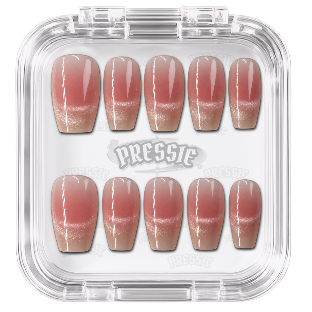 Faux ongles nude rosé clean reverse french | Belle — PRESSIE NAILS