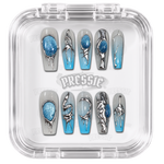 Faux ongles bleu glacé chrome argent –  Ae-Next Level | Pressie Nails