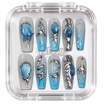 Faux ongles bleu glacé chrome argent –  Ae-Next Level | Pressie Nails