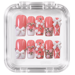 Faux ongles rose nœuds 3D strass | Baddie Pinku — PRESSIE NAILS
