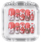 Faux ongles rose nœuds 3D strass | Baddie Pinku — PRESSIE NAILS