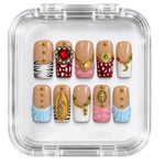 Faux ongles nude bijoux dorés cœur rouge | Accendio — PRESSIE NAILS