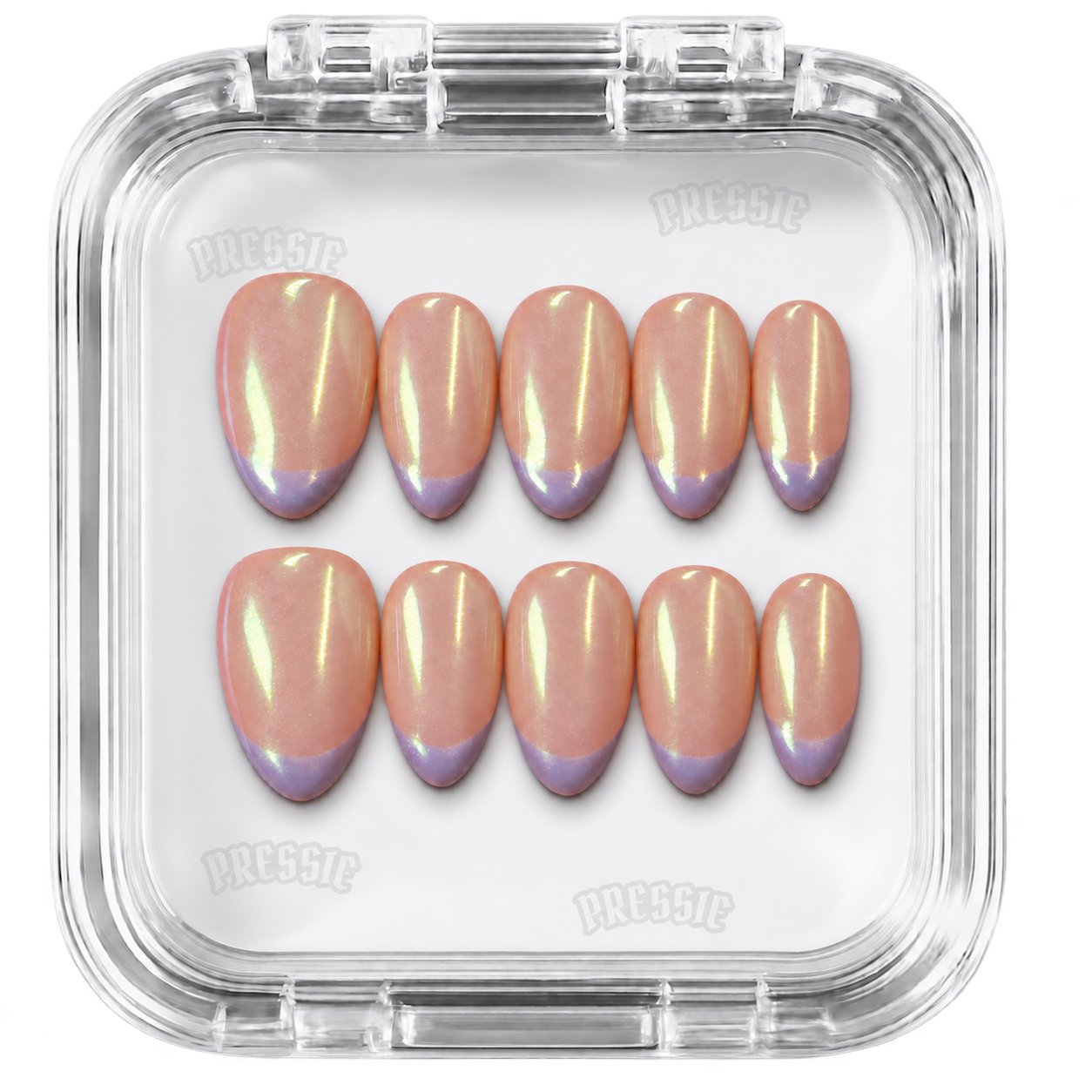 Faux ongles rose chrome french violette | Murasaki French — PRESSIE NAILS