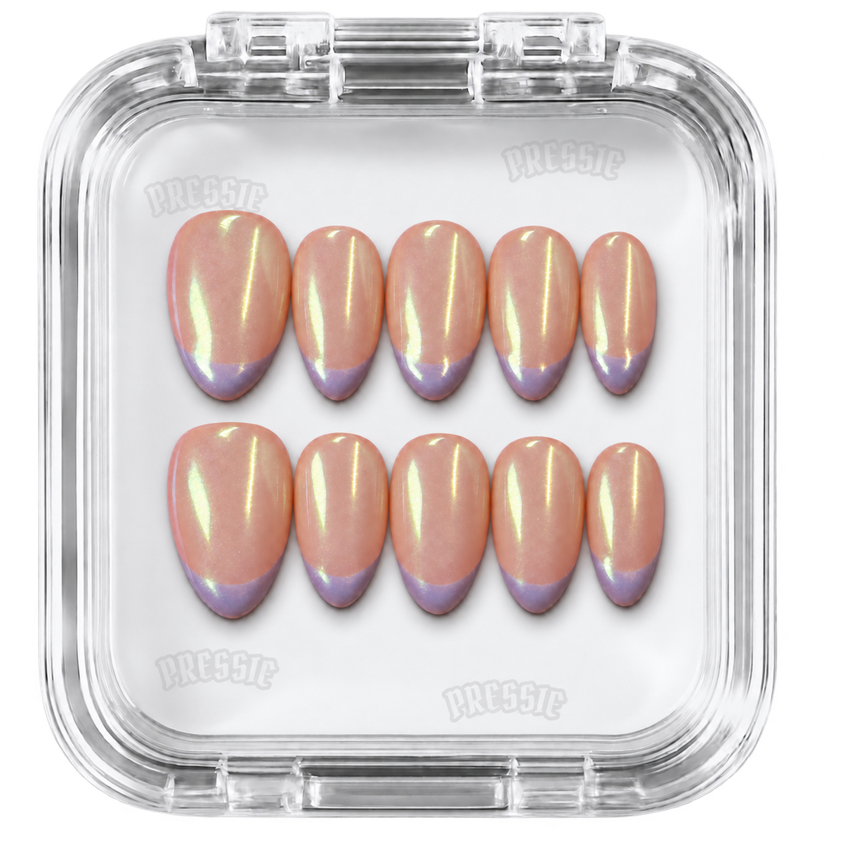Faux ongles rose chrome french violette | Murasaki French — PRESSIE NAILS